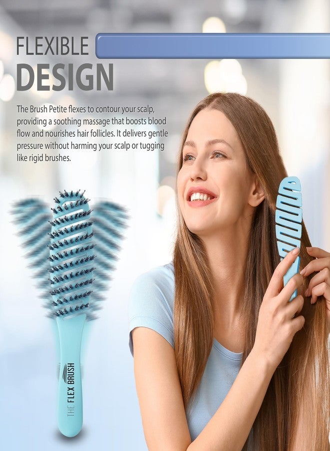 THE FLEX BRUSH Flex Brush Vented Hair Brush for Blow Drying, Flexible Bristle for Women & Kids, Detangling, Massages Scalp for Hair Growth, Lightweight & Vented for Faster Drying, Boar Bristle & Nylon Mix (Blue) - Image 2